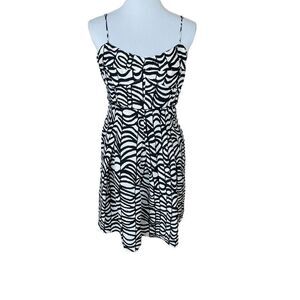 Lafayette 148 New York Black and Cream Silk Mini Dress Size 8